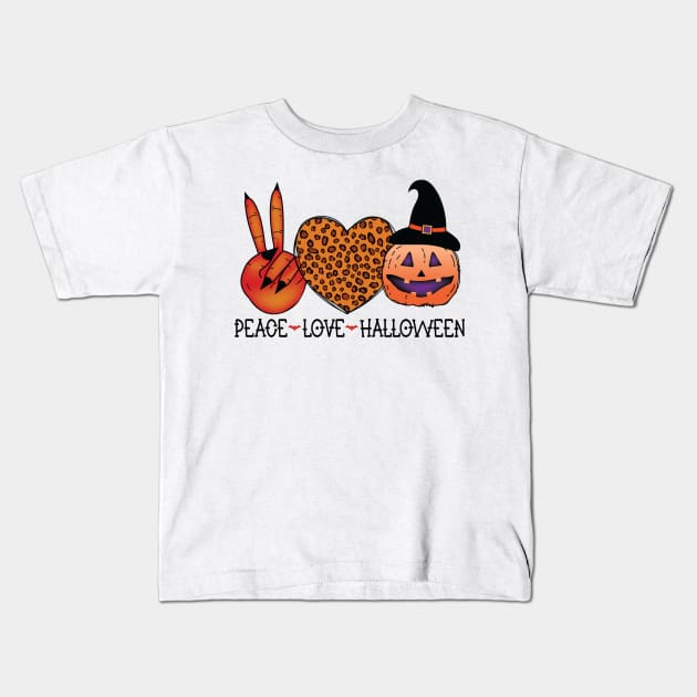 Peace love halloween Kids T-Shirt by binnacleenta